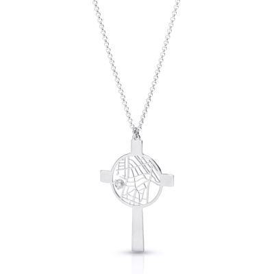 Sacred Spot Map Necklace [14 Karat White Gold]