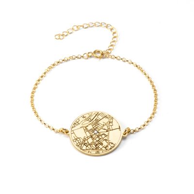 Precious Spot Engraved Map Bracelet [14 Karat Gold]