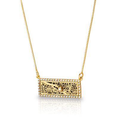 Beloved Spot Silhouette Map Necklace [14 Karat Gold]