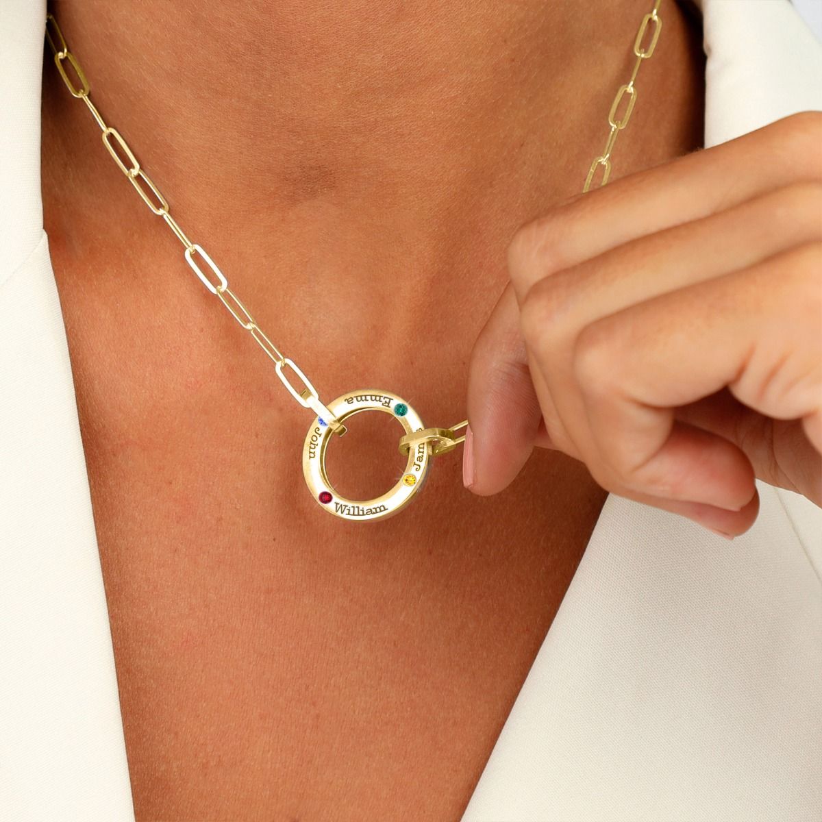 Helena Big Circle Birthstone Necklace with Link Chain [18K Gold Vermeil]