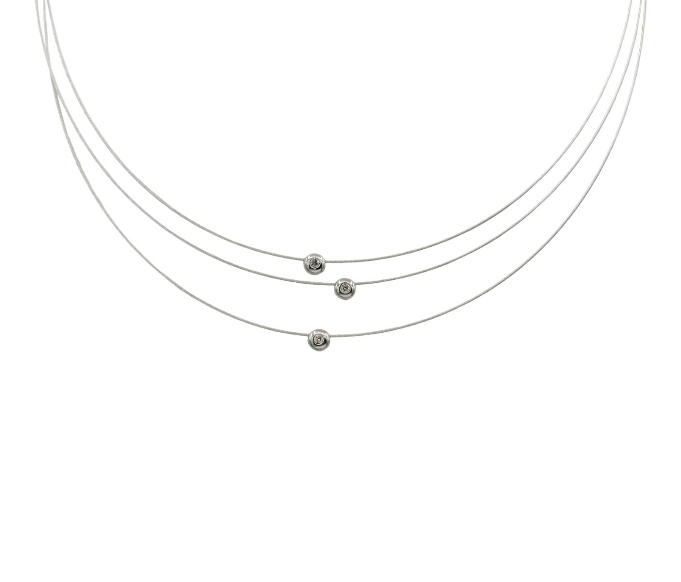 Diamonds on a Wire Necklace [18K White Gold]