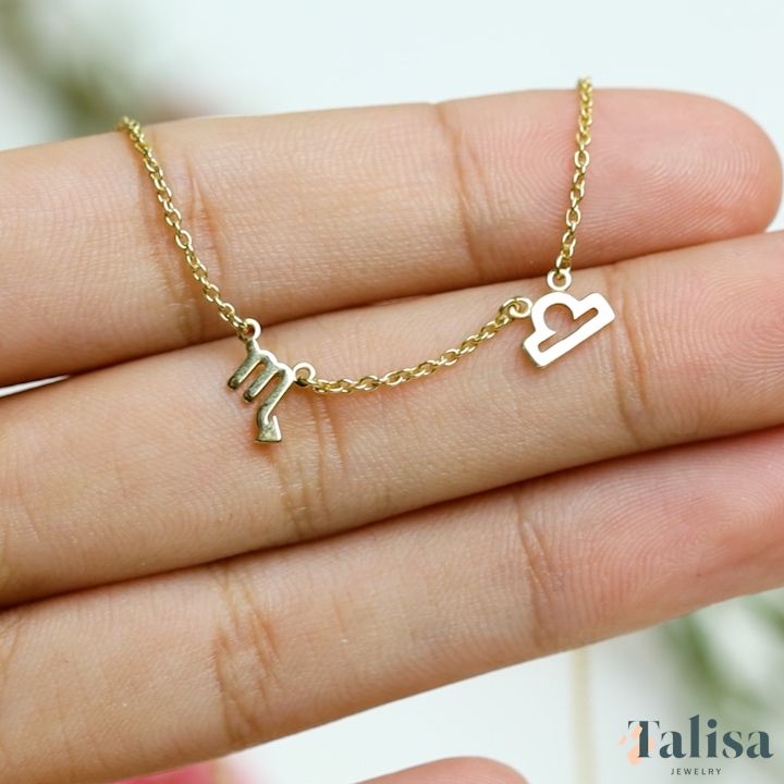 【HYERES LOR】23SS★ Happiness Zodiac 14K Necklace (P) 14k Gold Filled Chain, Personalized Jewelry Gift, Celestial