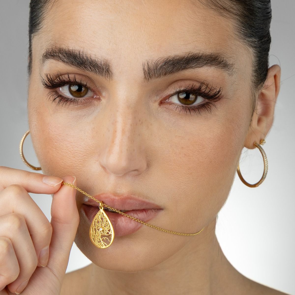 Cherished Spot Map Necklace [14 Karat Gold]