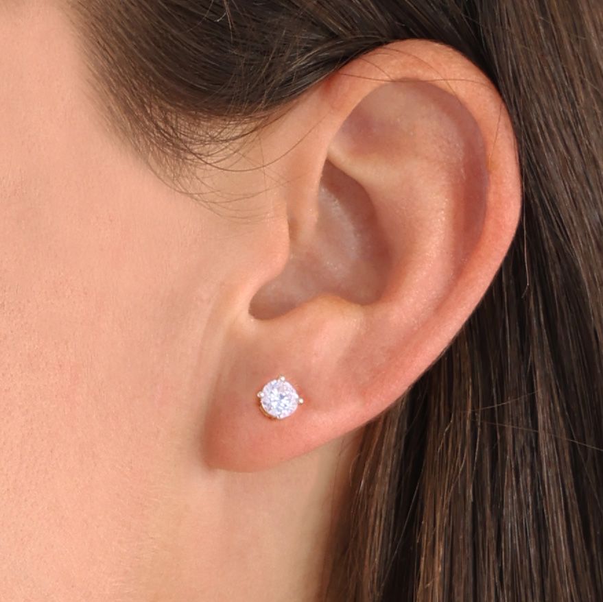 Round Diamond Stud Earrings - 0.96 ct [14 Karat Gold]
