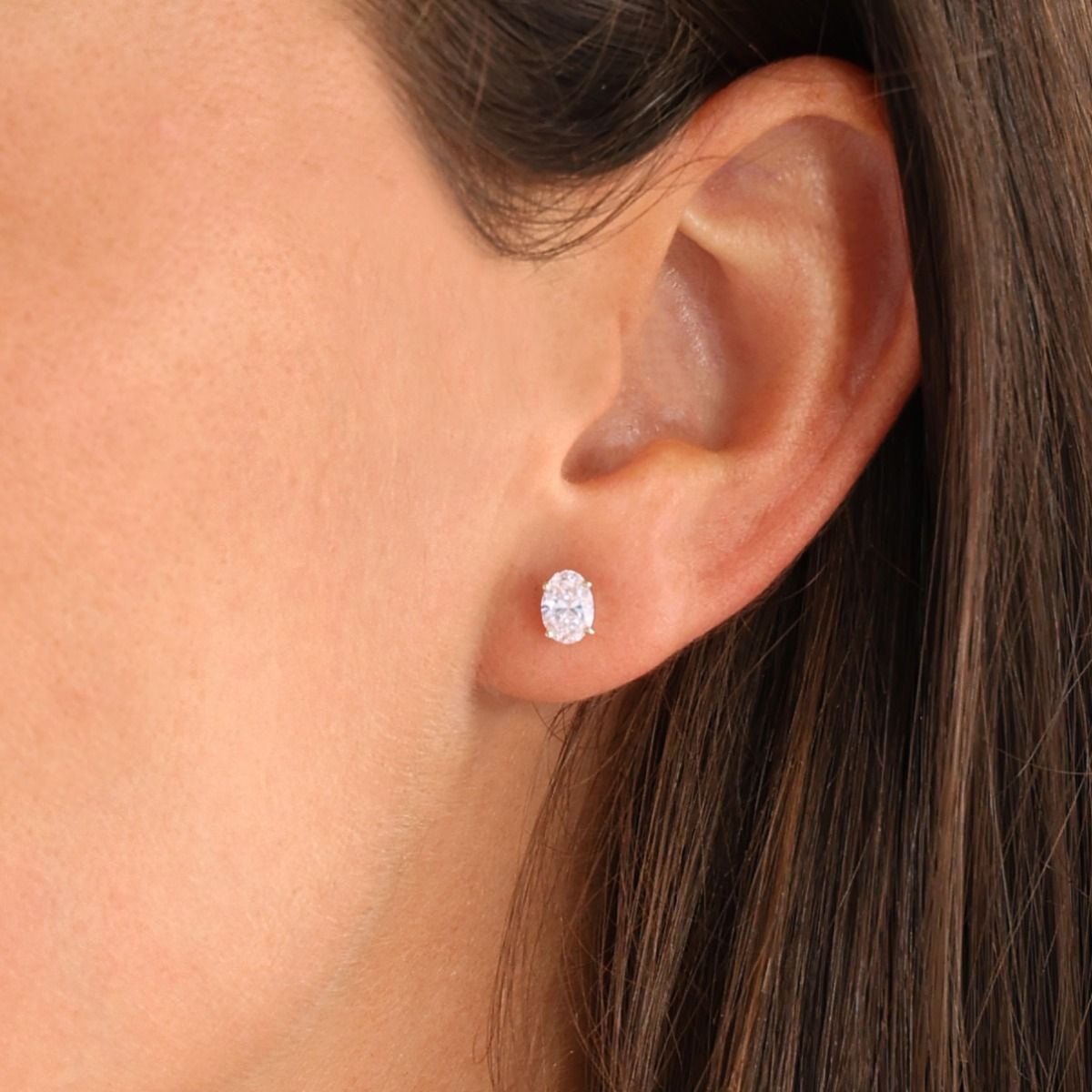 Oval Diamond Stud Earrings - 1.1 ct [14 Karat Gold]