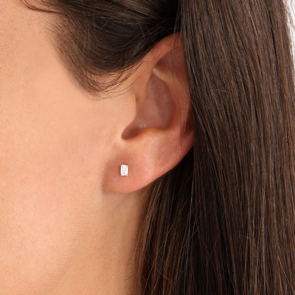 Emerald Cut Diamond Stud Earrings - 0.4 ct [14 Karat Gold]