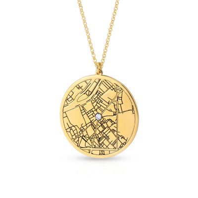 Precious Spot Engraved Map Necklace [18K Gold Vermeil]
