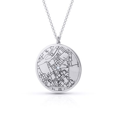 Precious Spot Engraved Map Necklace [Sterling Silver]