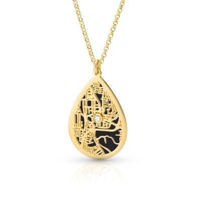 Cherished Spot Silhouette Map Necklace [14 Karat Gold]