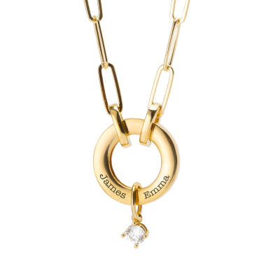 Helena Circle Link Chain Name Necklace with 0.3ct Diamond [18K Gold Vermeil]