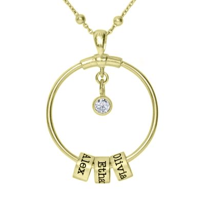 Family Circle Name Necklace with a Diamond [18K Gold Vermeil]
