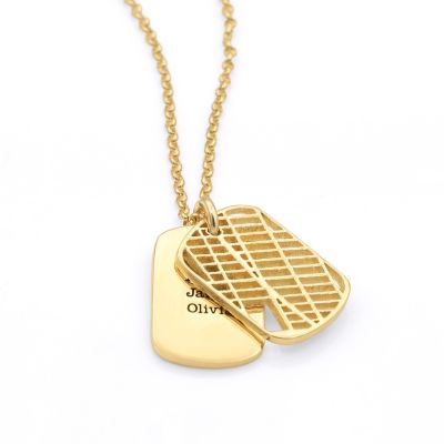 Small Map Tag Engraved Necklace [18K Gold Vermeil]