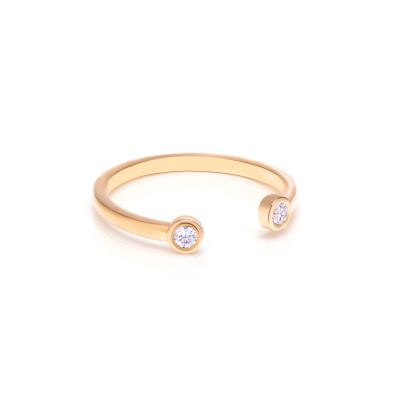 Crystal Hug Open Ring [14 Karat Gold]