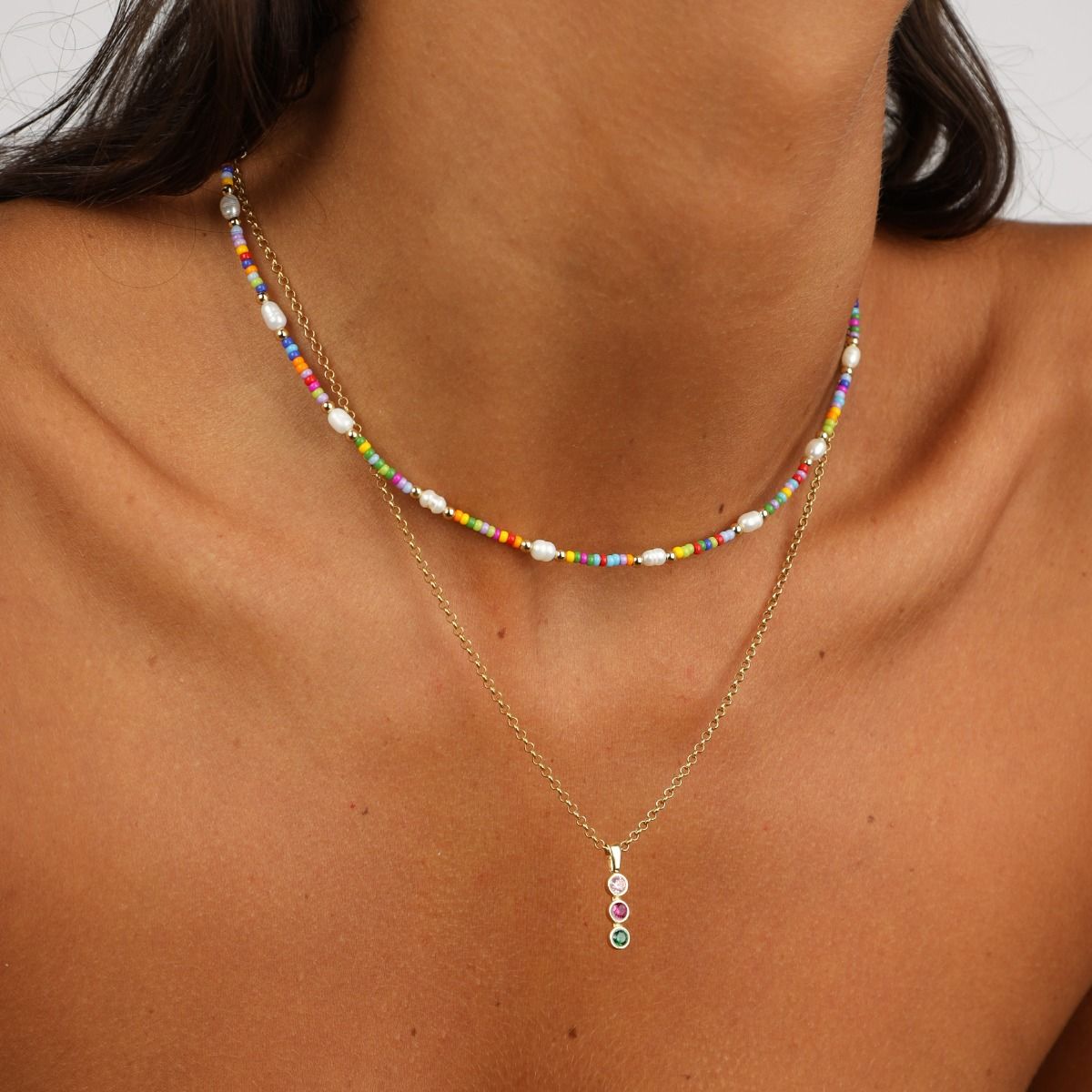 Multiple Birthstone Necklace 10K Gold Vertical Talisa Jewelry