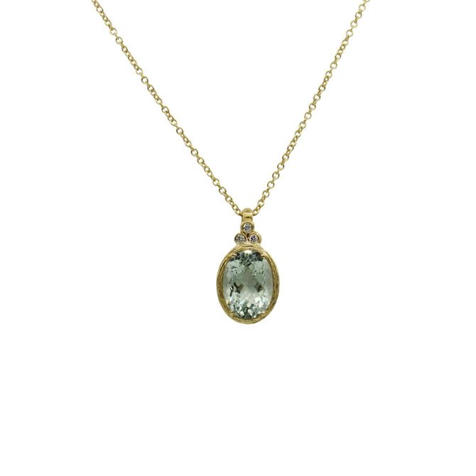 Green Amethyst Oval Necklace [18K Gold]