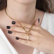 Arya Herringbone Necklace [18K Gold Vermeil] - with Initials