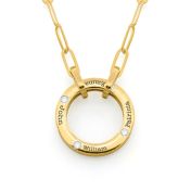 Helena Circle Link Chain Name Necklace with a Diamond [18K Gold Vermeil]