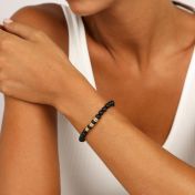 Black Onyx Women Name Bracelet [10 Karat Gold]