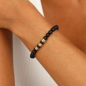 Black Onyx Women Name Bracelet [10 Karat Gold]
