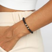 Black Onyx Women Name Bracelet [10 Karat Gold]