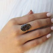 Floating Black Rutile Ring [18K Gold]