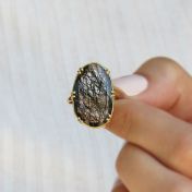 Floating Black Rutile Ring [18K Gold]
