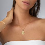 Cherished Spot Engraved Map Necklace With 1 Ct Diamond [14 Karat Gold]