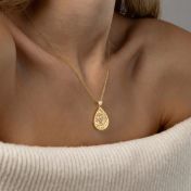 Cherished Spot Engraved Map Necklace with Heart Diamond [14 Karat Gold]