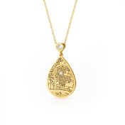 Cherished Spot Engraved Map Necklace with Heart Diamond [18K Gold Plated]