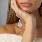 Cherished Spot Engraved Map Necklace with Heart Diamond [Sterling Silver]