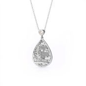 Cherished Spot Engraved Map Necklace with Heart Diamond [Sterling Silver]