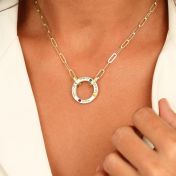 Helena Circle Birthstone Necklace with Link Chain [18K Gold Vermeil]