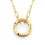 Helena Circle Birthstone Necklace with Link Chain [18K Gold Vermeil]