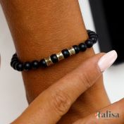 Black Onyx Women Name Bracelet [10 Karat Gold]