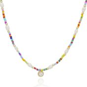 Colorful Pearl Diamond Necklace [14 Karat Gold]