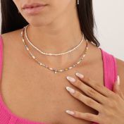 Colorful Pearl Diamond Necklace [14 Karat Gold]