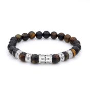 Diamond Cross Green Tiger Eye Men Name Bracelet