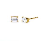 Emerald Cut Diamond Stud Earrings - 0.4 ct [14 Karat Gold]