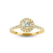 Luna Diamond Halo Engagement Ring - Round Brilliant [14 Karat Yellow Gold]