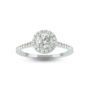 Luna Diamond Halo Engagement Ring - Round Brilliant [14 Karat White Gold]