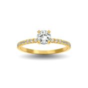 Hailey Pavé Engagement Ring - Round Brilliant [14 Karat Yellow Gold]
