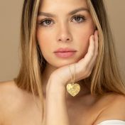 Ties of Heart Engraved Map Necklace [14 Karat Gold]