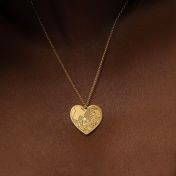 Ties of Heart Engraved Map Necklace [14 Karat Gold]