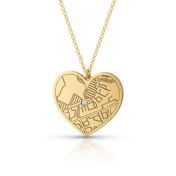 Ties of Heart Engraved Map Necklace [14 Karat Gold]