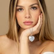 Ties of Heart Engraved Map Necklace [Sterling Silver]