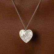 Ties of Heart Engraved Map Necklace [Sterling Silver]