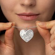 Ties of Heart Engraved Map Necklace [Sterling Silver]