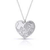 Ties of Heart Engraved Map Necklace