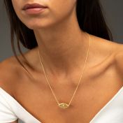 Evil Eye Engraved Map Necklace [14 Karat Gold]