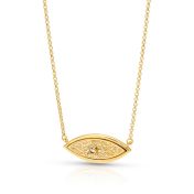 Evil Eye Engraved Map Necklace [14 Karat Gold]